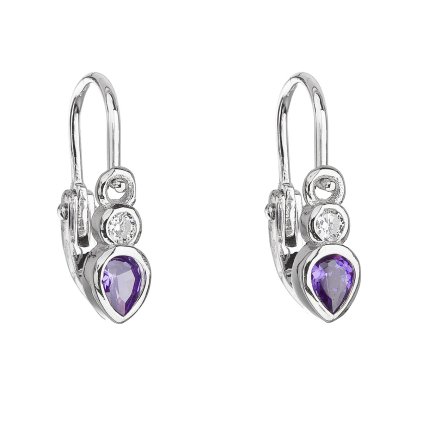 21899 stribrne detske nausnice visiace so zirkónom vo fialovej farbe 11197 3