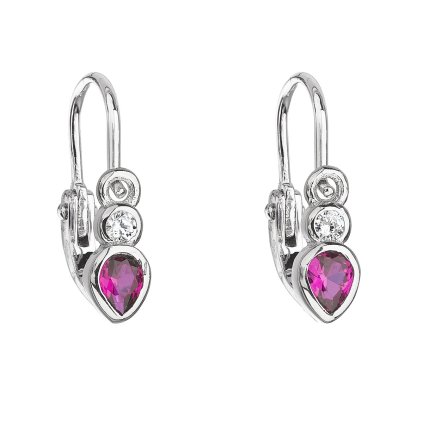 21902 stribrne detske nausnice visiace so zirkónom v ružovej farbe 11197 3