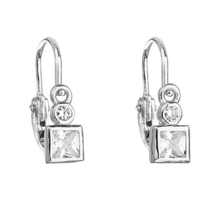 21905 stribrne detske náusnice visiace so zirkónom biela kosticka 11172 1
