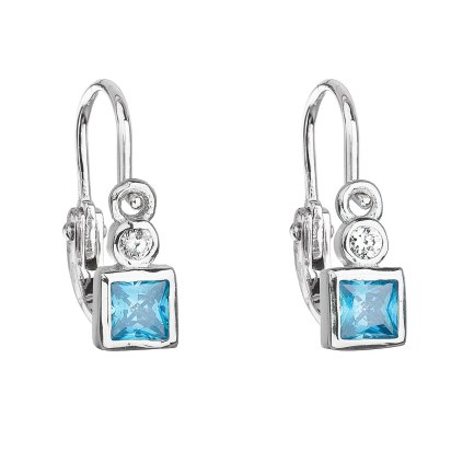 21908 stribrne detske nausnice visiace so zirkónom modra kostica 11172 3