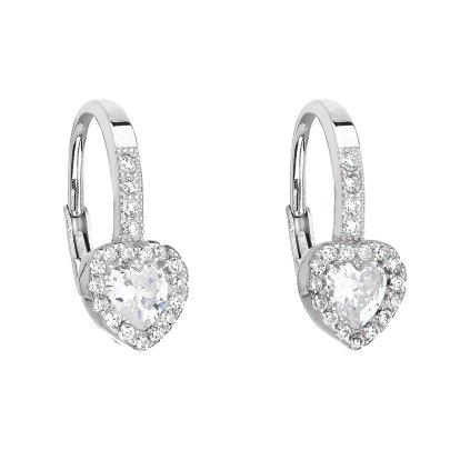 21935 stribrne nausnice visiace so zirkónom biele srdce 11204 1