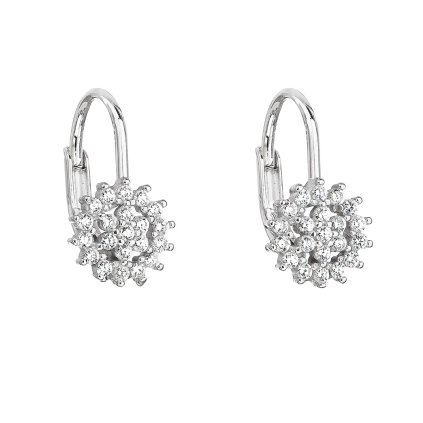 21995 stribrne nausnice visiace so zirkónom biela kyticka 11217 1