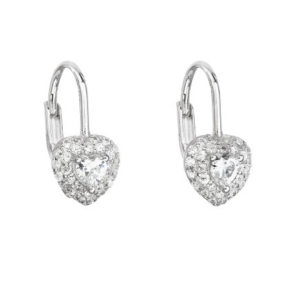 22004 stribrne detske nausnice visiace so zirkónom biele srdce 11216 1