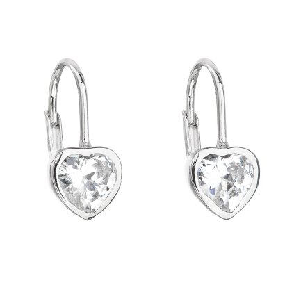 22019 stribrne nausnice visiace so zirkónom biele srdce 11185 1