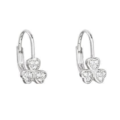 22025 stribrne nausnice visiace so zirkónom biely trojlistiek 11209 1