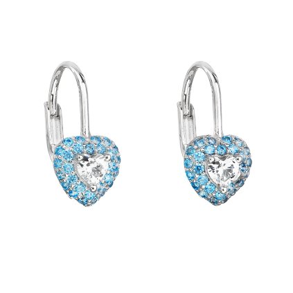 22034 stribrne detske nausnice visiace so zirkónom modre srdce 11216 3