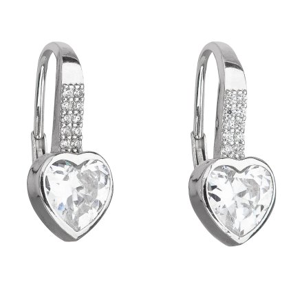 22043 stribrne nausnice visiace so zirkónom biele srdce 11169 1