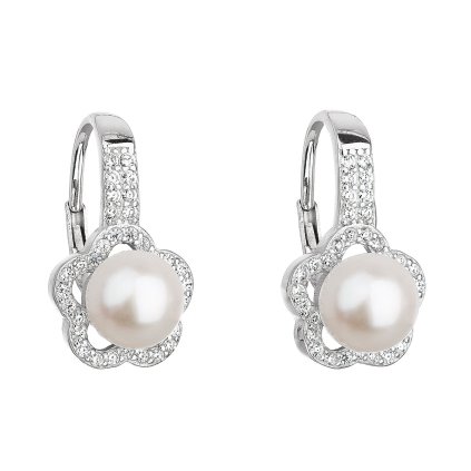 22064 stribrne nausnice visiace s bielou ricnou perlou 21046 1