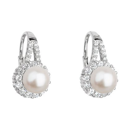 22067 stribrne nausnice visiace s bielou ricnou perlou 21047 1