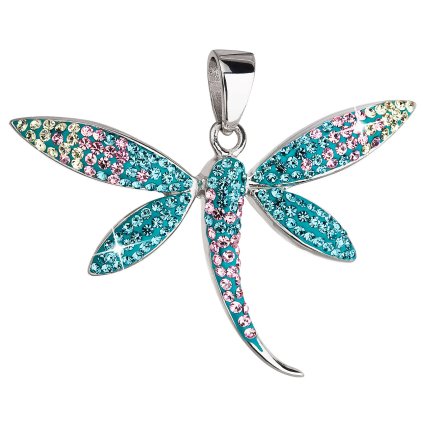 16826 strieborný prívesok s kryštálmi swarovski modro zelená väzka 34164 3