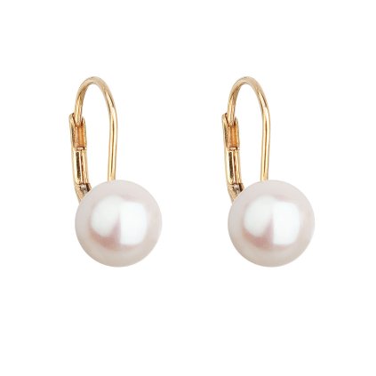 22316 zlate 14 karatove nausnice visiace s bielou ricnou perlou 921009 1