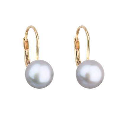 22319 zlate 14 karatove nausnice visiace s sedou ricnou perlou 921009 3