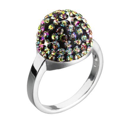 Strieborný prsteň s kryštálmi zelená hrče 735013.5 vitrail medium (Veľkosť 52 (ø16,6 mm))