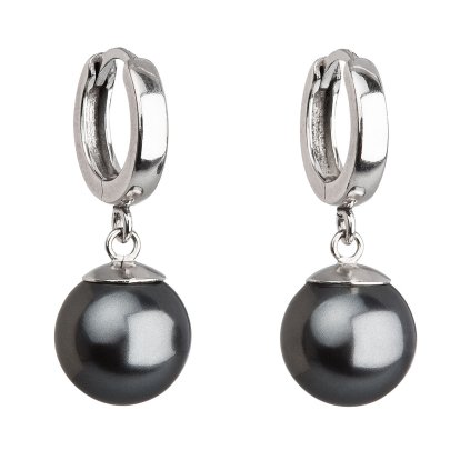 16883 stribrne nausnice visiace s perlou swarovski sede kulate 31151 3