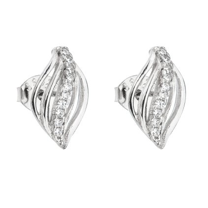 23057 stribrne nausnice pecka so zirkónmi v bielej farbe 11012 1
