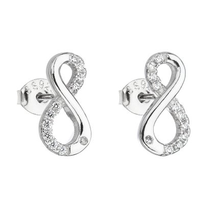 23063 stribrne nausnice pecka so zirkónom bielo nekonecno 11017 1