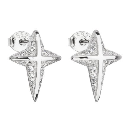 23072 stribrne nausnice pecka so zirkónom v bielej farbe 11034 1