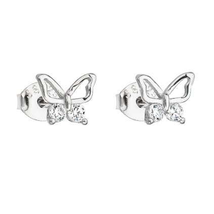 23075 stribrne nausnice pecka so zirkónom biely motyl 11036 1