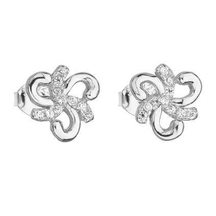 23099 stribrne nausnice pecka so zirkónom biela kyticka 11073 1