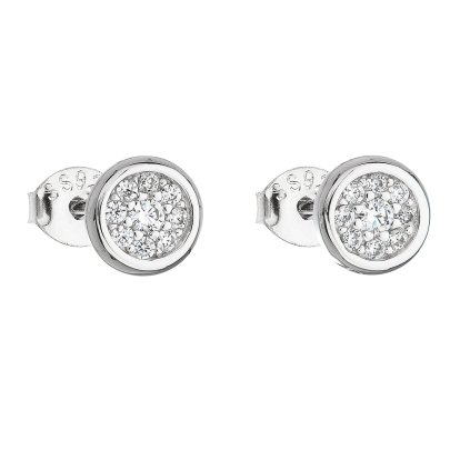 23108 stribrne nausnice pecka so zirkónom biele kulate 11078 1