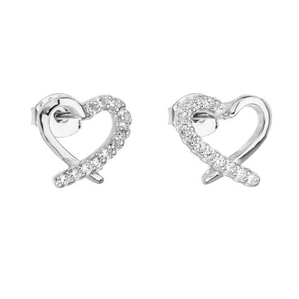 23111 stribrne nausnice pecka so zirkónom biele srdce 11079 1