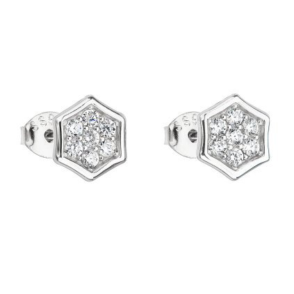 23129 stribrne nausnice pecka so zirkónom v bielej farbe 11086 1