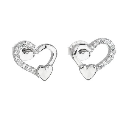 23147 stribrne nausnice pecka so zirkónom biele srdce 11092 1