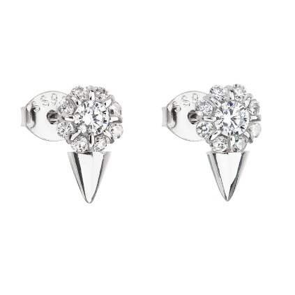 23159 stribrne nausnice pecka so zirkónom biela kyticka 11097 1