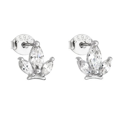 23192 stribrne nausnice pecka so zirkónom v bielej farbe 11110 1