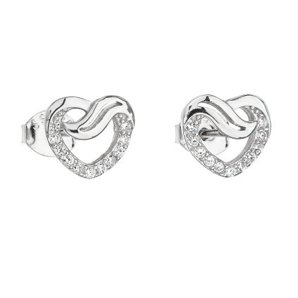 23201 stribrne nausnice pecka so zirkónom biele srdce 11114 1