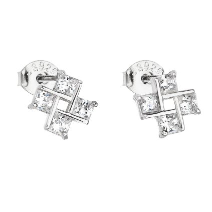 23210 stribrne nausnice pecka so zirkónom v bielej farbe 11117 1