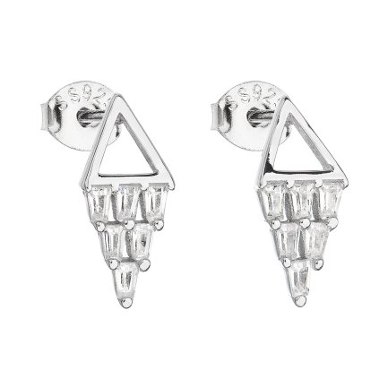 23213 stribrne nausnice pecka so zirkónom biely trojuholnik 11118 1