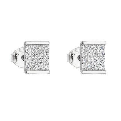 23237 stribrne nausnice pecka so zirkónom biely obdĺžnik 11129 1