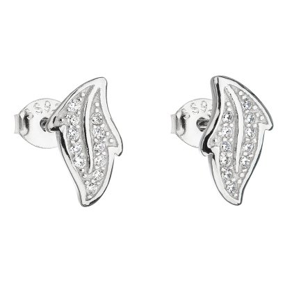 23252 stribrne nausnice pecka so zirkónom v bielej farbe 11134 1
