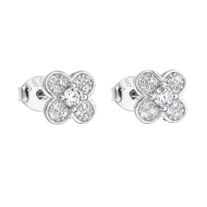 23285 stribrne nausnice pecka so zirkónom biela kyticka 11148 1