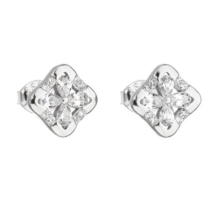 23300 stribrne nausnice pecka so zirkónom biela kyticka 11157 1