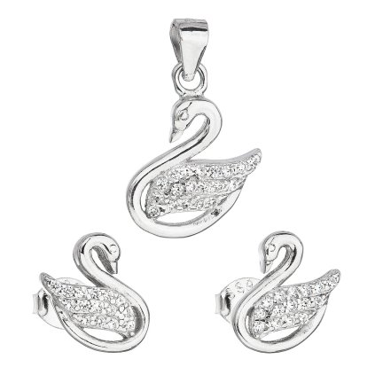 23423 sada šperku so zirkónom nausnice a prívesok bila labut 19010 1