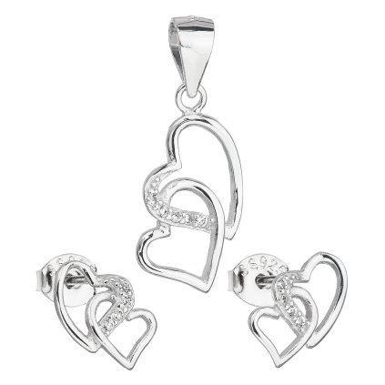 23438 sada šperku so zirkónom nausnice a prívesok biele srdce 19015 1