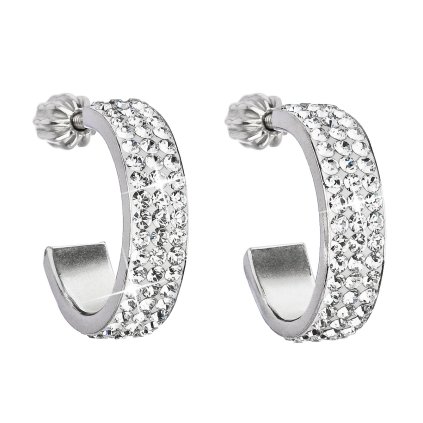 16961 stribrne nausnice kruhy s kryštálmi swarovski biely pulkruh 31119 1