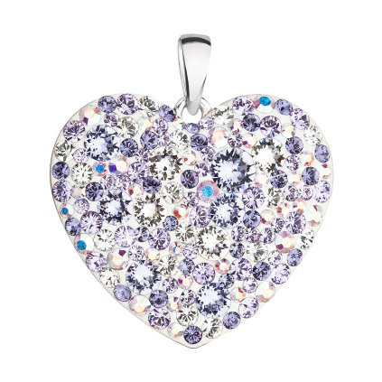 23609 strieborný prívesok s kryštálmi swarovski mix farieb srdca 34243 3 violet