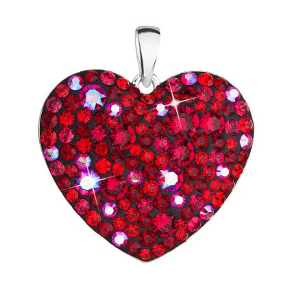 23612 strieborný prívesok s kryštálmi swarovski červené srdce 34243 3 cherry