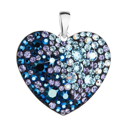 23615 strieborný prívesok s kryštálmi swarovski modre srdce 34243 3 blue style