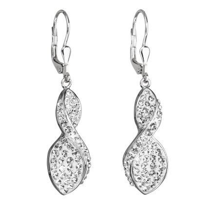16970 stribrne náusnice visiace s kryštálmi swarovski biela špirála 31160 1