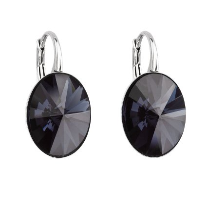 23690 stribrne náusnice visiace s kryštálmi swarovski cierny oval 31275 3