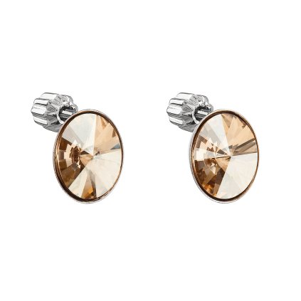 23735 stribrne nausnice pecka s kryštálmi swarovski zlaty oval 31274 5