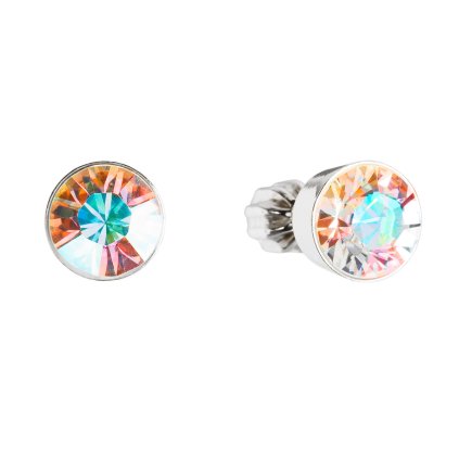 16304 stribrne nausnice pecka s kryštálmi swarovski ab efekt kulate 31113 2