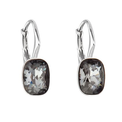 23753 stribrne náusnice visiace s kryštálmi swarovski cierny obdĺžnik 31278 5