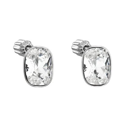 23759 stribrne nausnice pecka s krystalmi swarovski biely obdelnik 31279 1