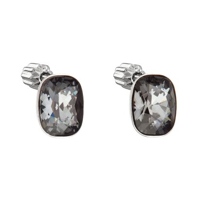 23762 stribrne nausnice pecka s krystalmi swarovski cierny obdelnik 31279 5