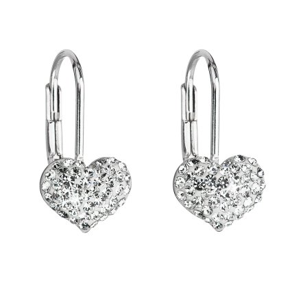17000 stribrne nausnice visiace s kryštálmi swarovski biele srdce 31125 1